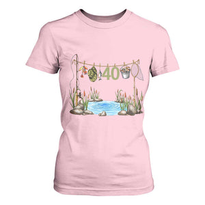 40th Birthday Fishing T Shirt For Women Fisherman Birthday Party Gift TS12 Light Pink Print Your Wear