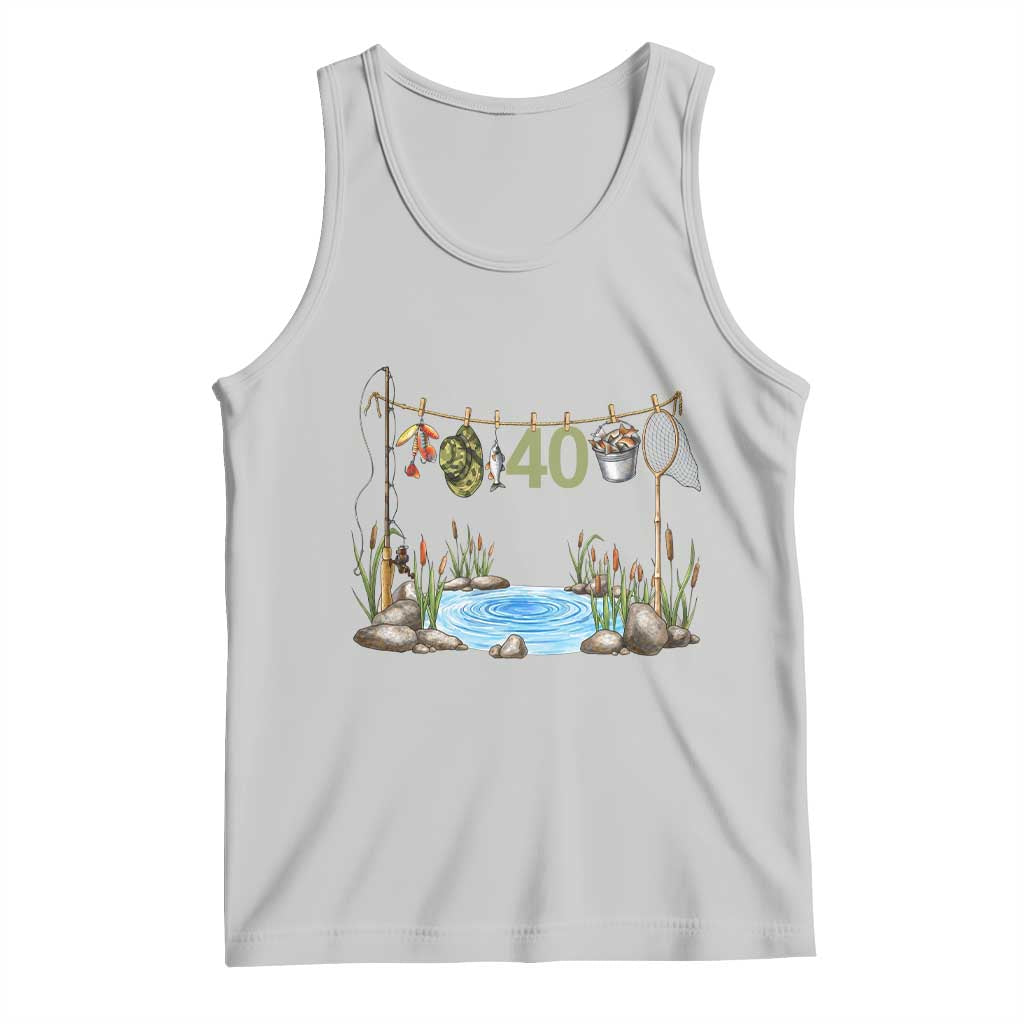 40th Birthday Fishing Tank Top Fisherman Birthday Party Gift TS12 Ash Print Your Wear