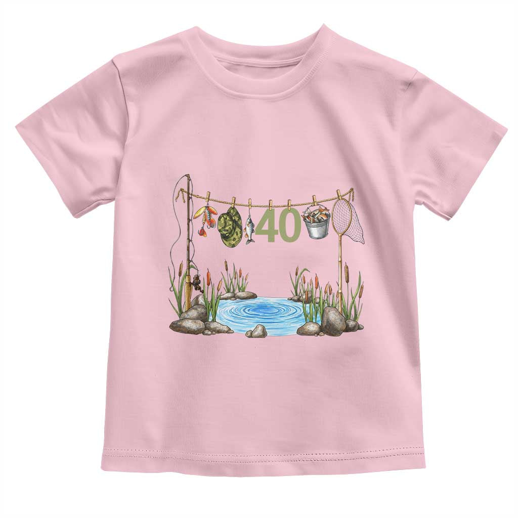 40th Birthday Fishing Toddler T Shirt Fisherman Birthday Party Gift TS12 Light Pink Print Your Wear