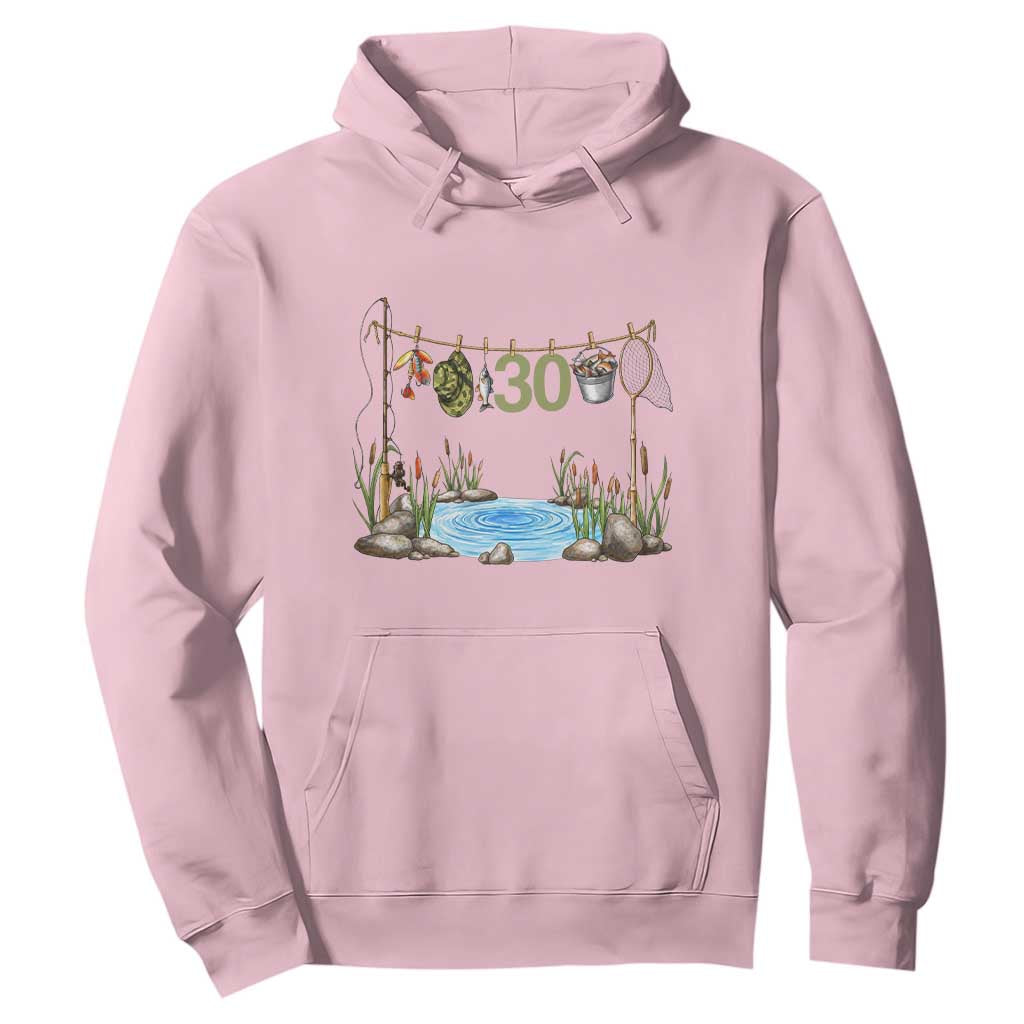 30th Birthday Fishing Hoodie Fisherman Birthday Party Gift TS12 Light Pink Print Your Wear