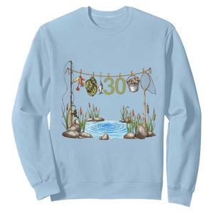 30th Birthday Fishing Sweatshirt Fisherman Birthday Party Gift TS12 Light Blue Print Your Wear