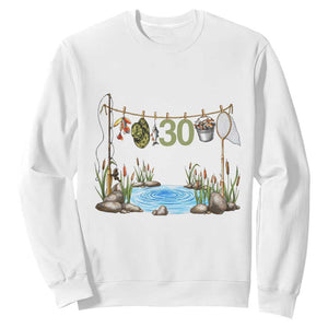 30th Birthday Fishing Sweatshirt Fisherman Birthday Party Gift TS12 White Print Your Wear