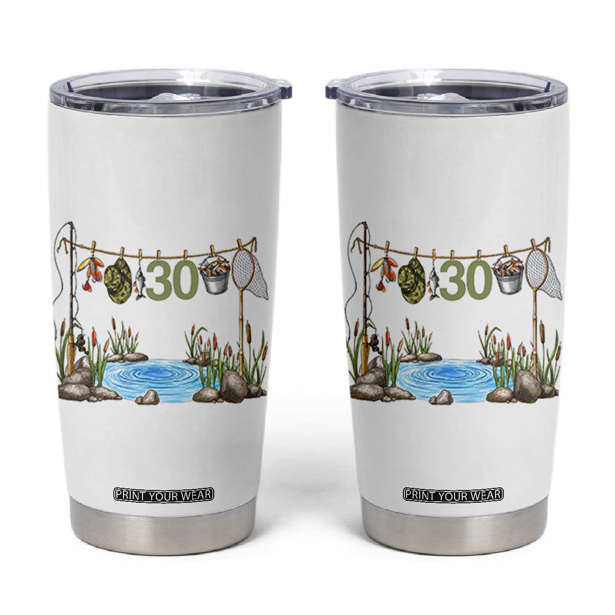 30th Birthday Fishing Tumbler Cup Fisherman Birthday Party Gift TS12 White Print Your Wear