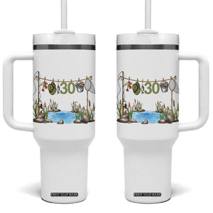 30th Birthday Fishing Tumbler With Handle Fisherman Birthday Party Gift TS12 One Size: 40 oz White Print Your Wear