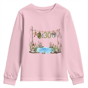 30th Birthday Fishing Youth Sweatshirt Fisherman Birthday Party Gift TS12 Light Pink Print Your Wear