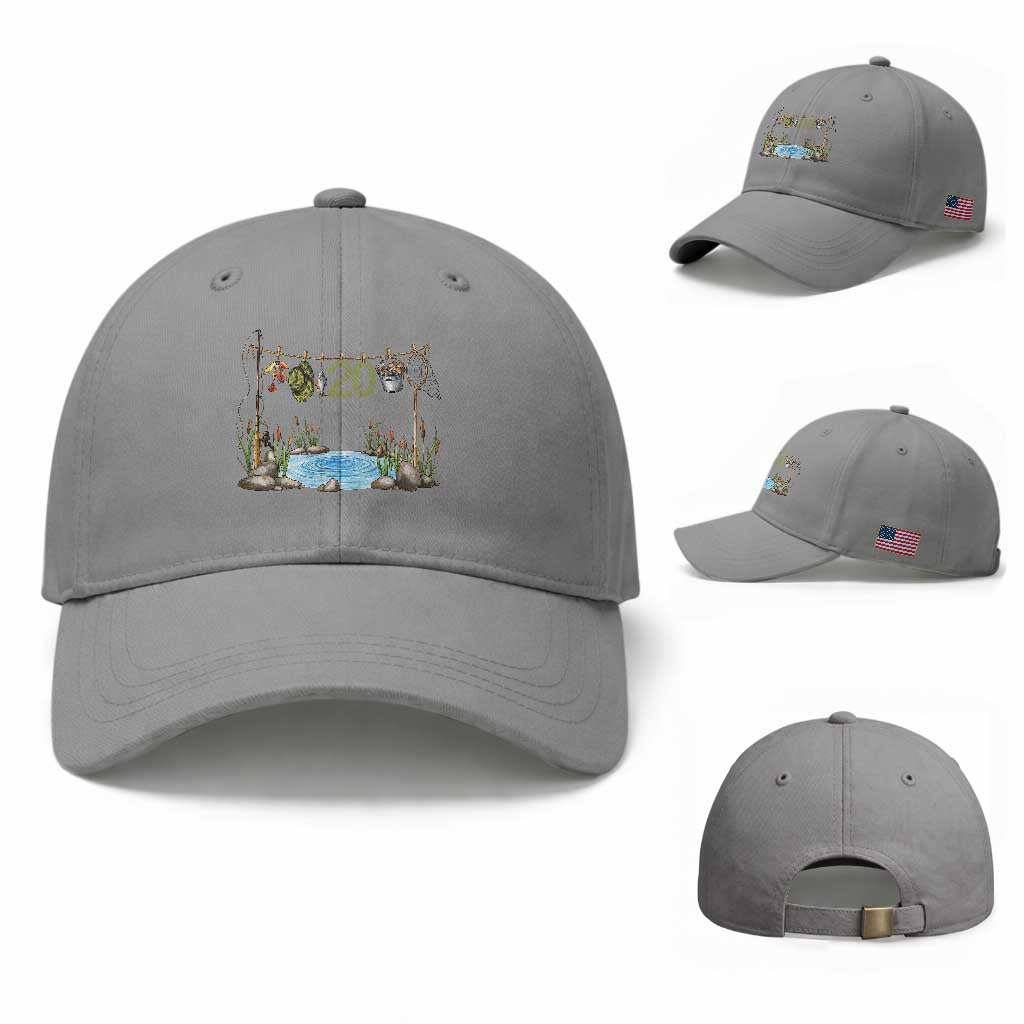 20th Birthday Fishing Baseball Cap Fisherman Birthday Party Gift TS12 Baseball Cap Universal Fit Sport Gray Print Your Wear