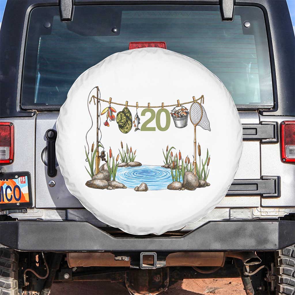 20th Birthday Fishing Spare Tire Cover Fisherman Birthday Party Gift TS12 No hole White Print Your Wear