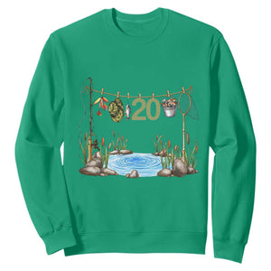 20th Birthday Fishing Sweatshirt Fisherman Birthday Party Gift TS12 Irish Green Print Your Wear
