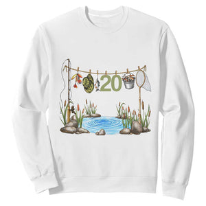 20th Birthday Fishing Sweatshirt Fisherman Birthday Party Gift TS12 White Print Your Wear