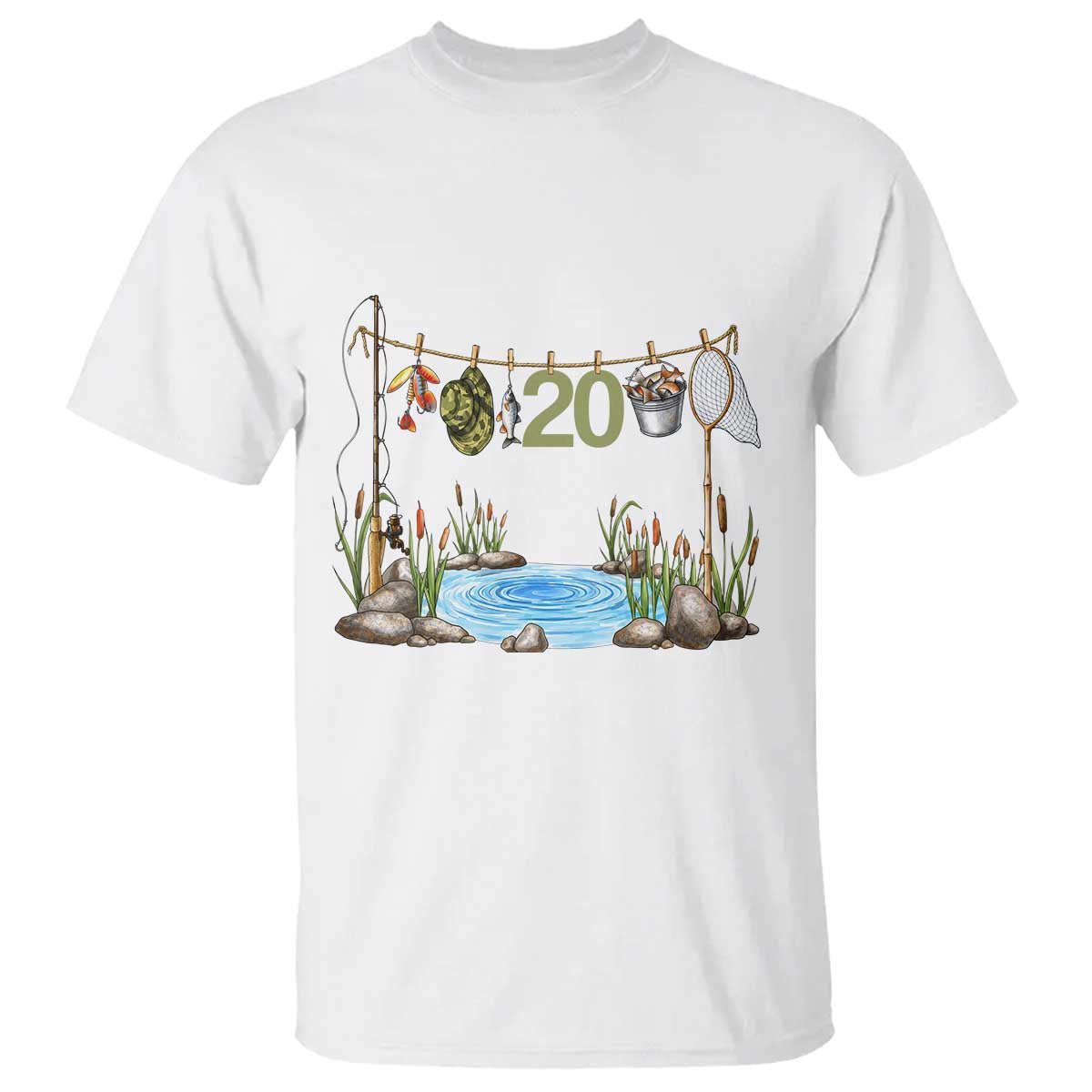20th Birthday Fishing T Shirt Fisherman Birthday Party Gift TS12 White Print Your Wear