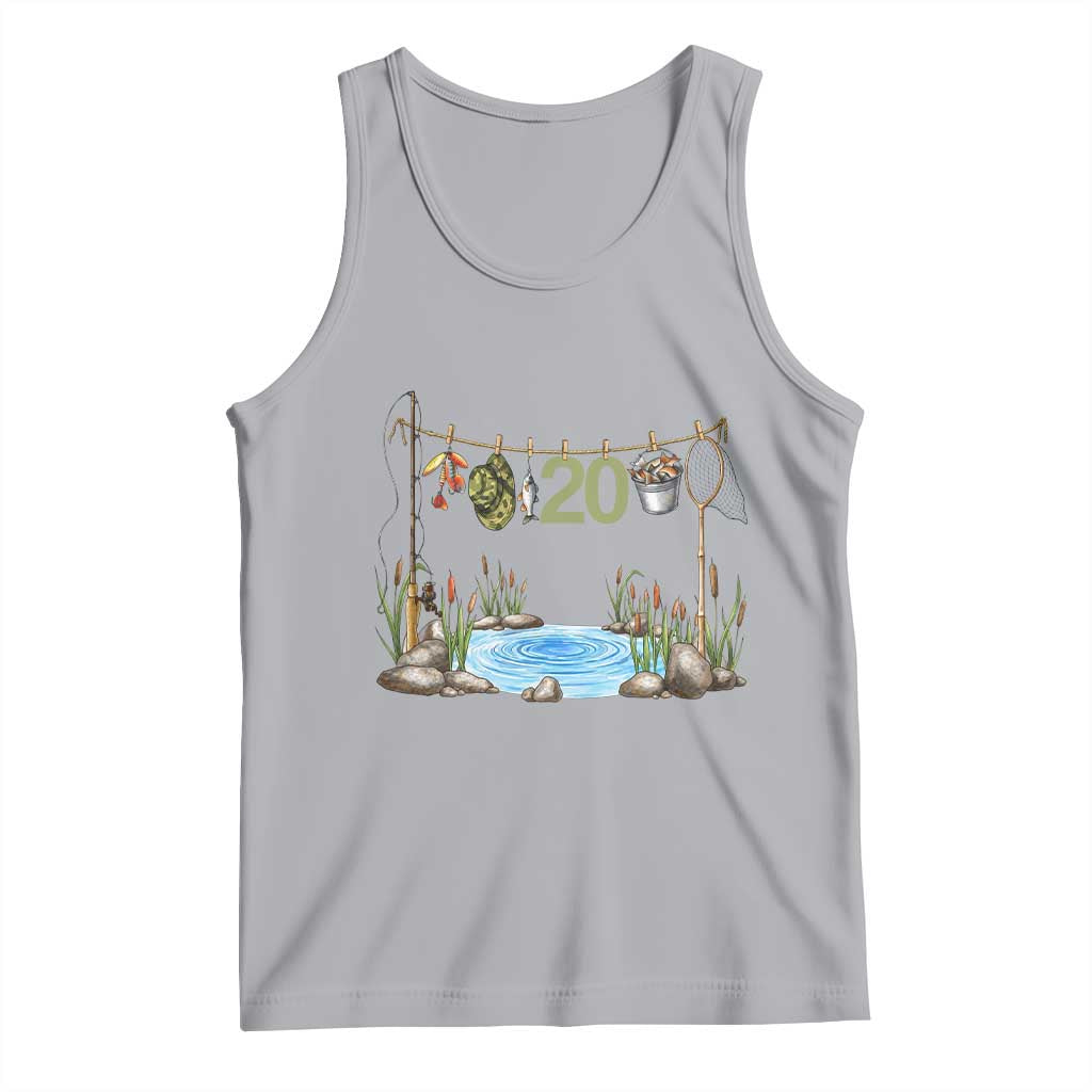 20th Birthday Fishing Tank Top Fisherman Birthday Party Gift TS12 Athletic Heather Print Your Wear