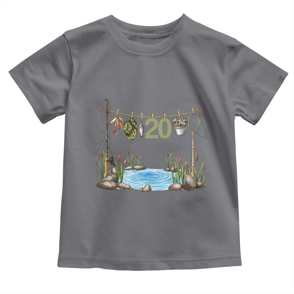 20th Birthday Fishing Toddler T Shirt Fisherman Birthday Party Gift TS12 Charcoal Print Your Wear