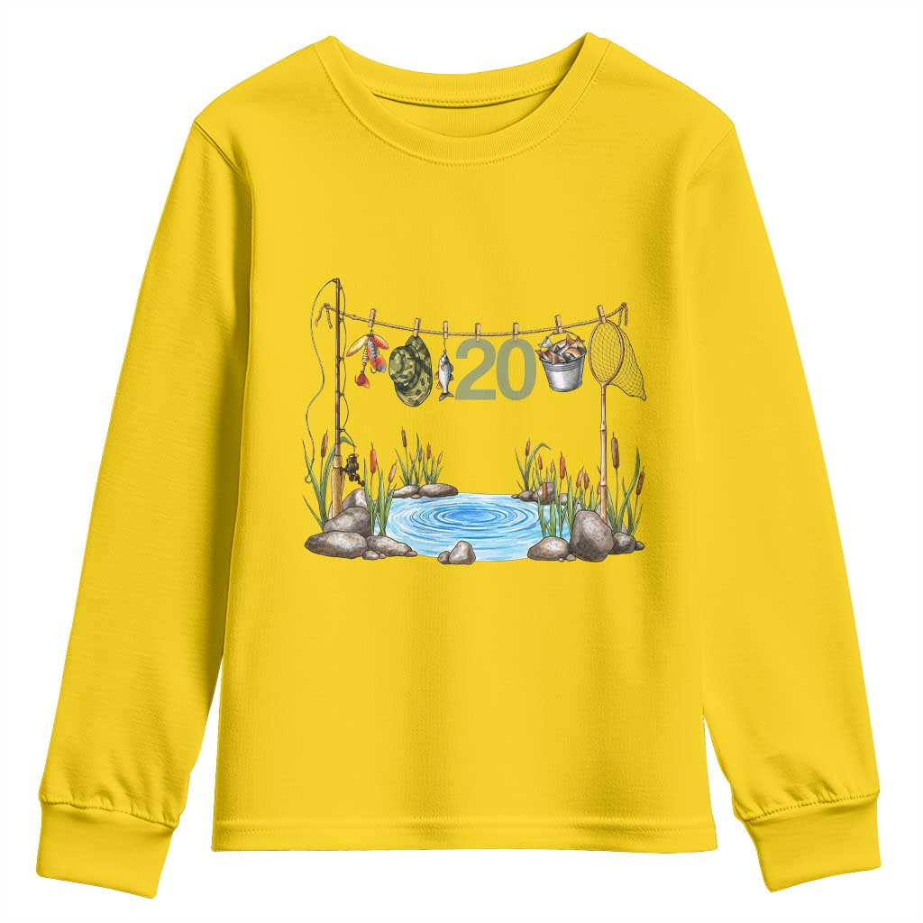20th Birthday Fishing Youth Sweatshirt Fisherman Birthday Party Gift TS12 Daisy Print Your Wear