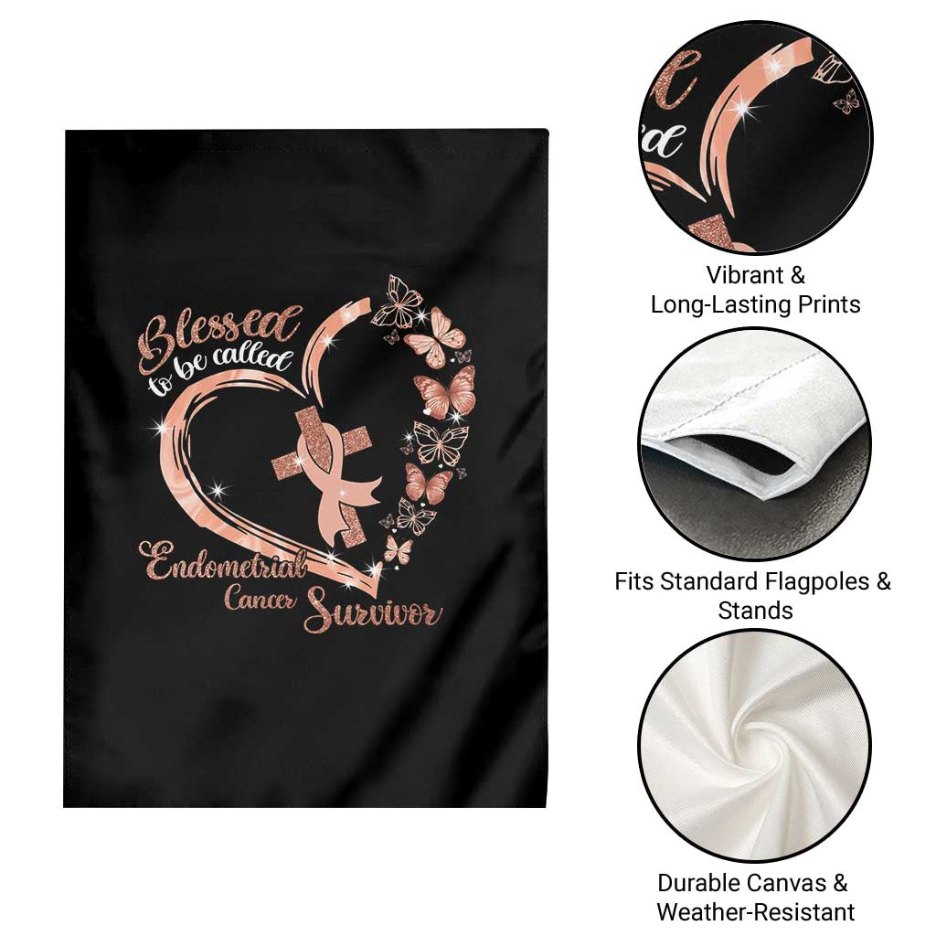 Endometrial Cancer Warrior Gift Garden Flag Blessed To Be Called A Survivor