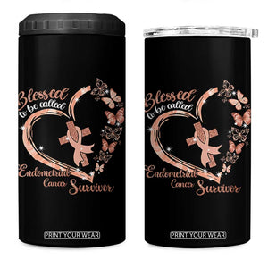 Endometrial Cancer Warrior Gift 4 in 1 Can Cooler Tumbler Blessed To Be Called A Survivor