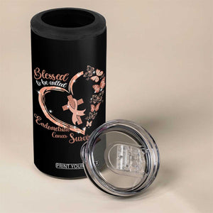 Endometrial Cancer Warrior Gift 4 in 1 Can Cooler Tumbler Blessed To Be Called A Survivor