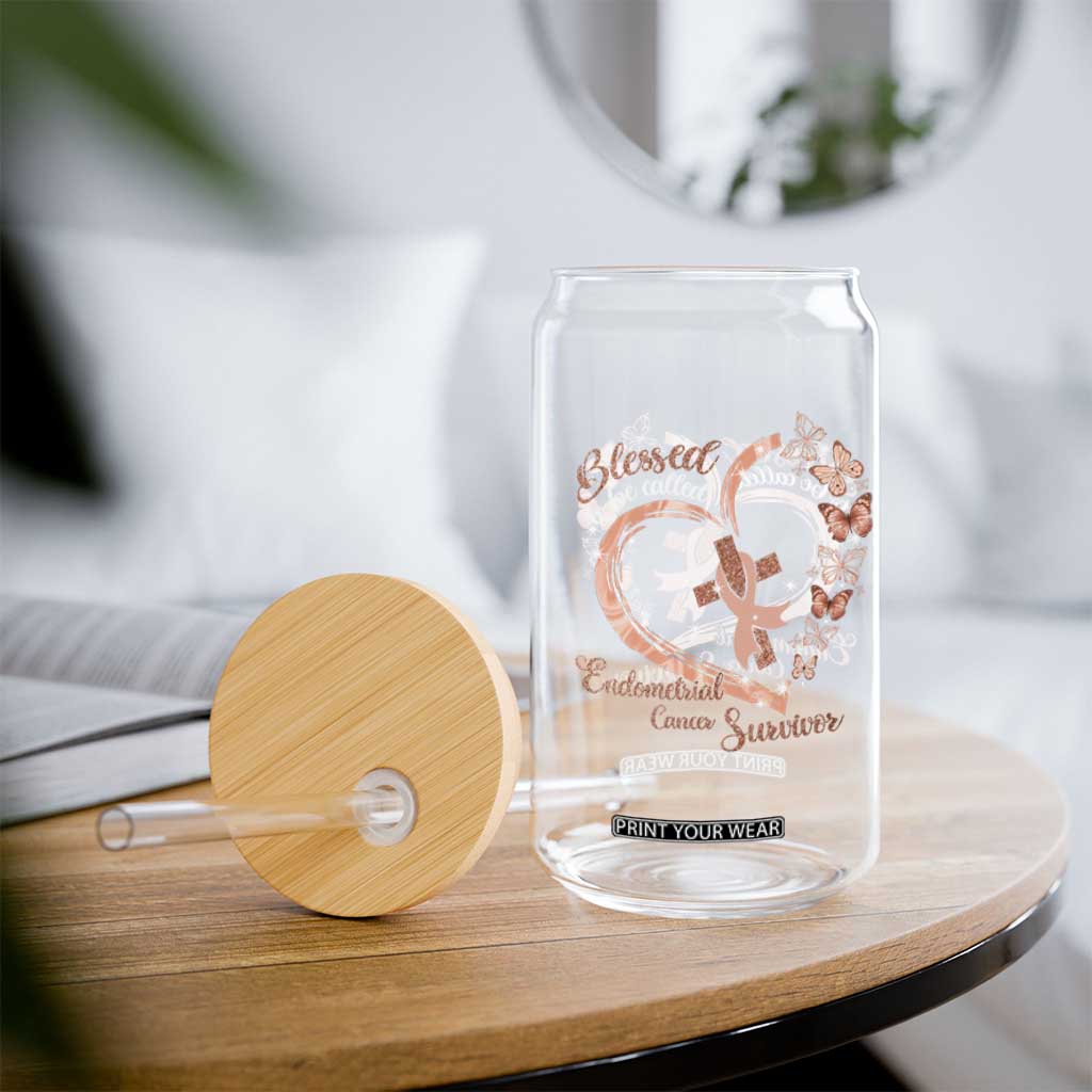 Endometrial Cancer Warrior Gift Glass Can Blessed To Be Called A Survivor