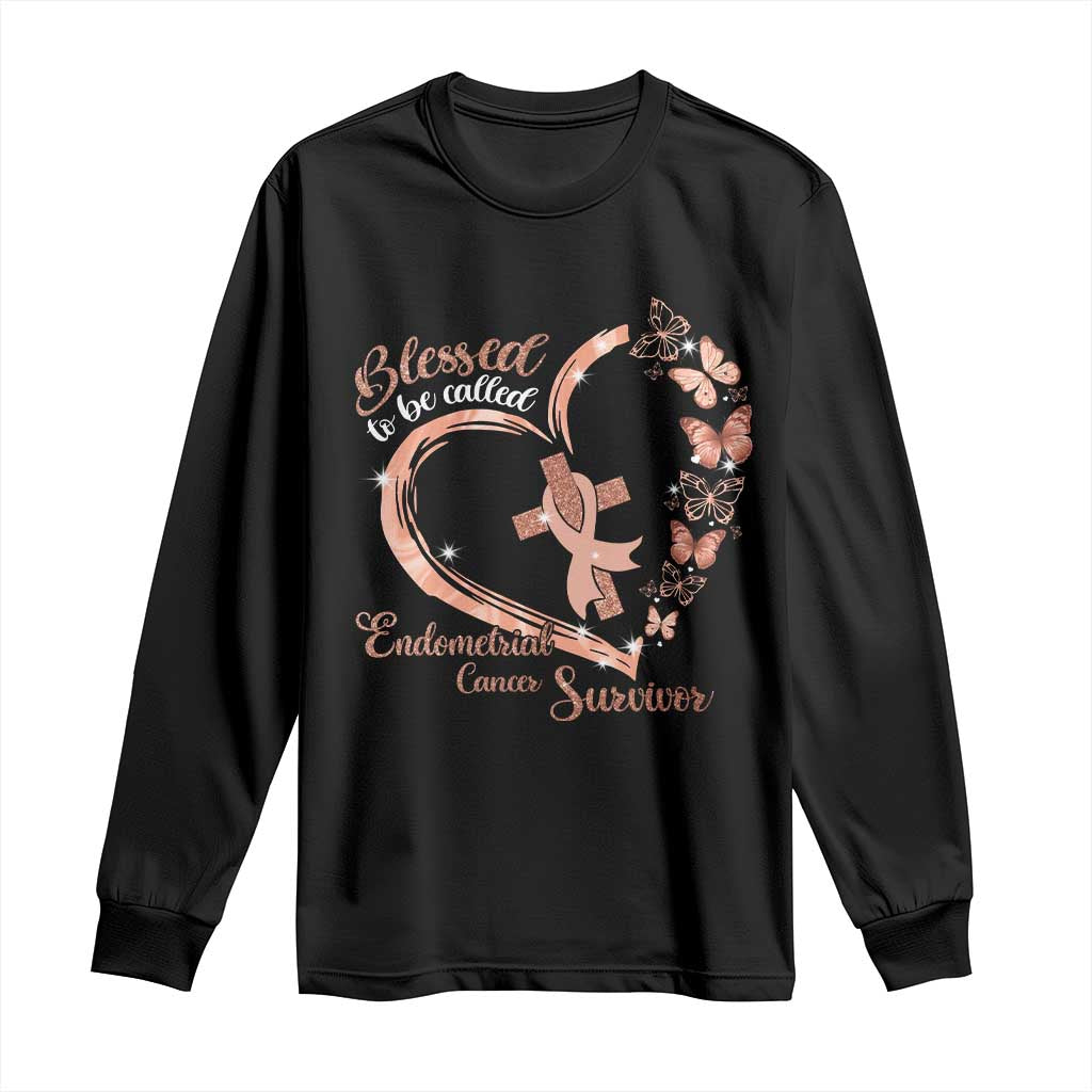 Endometrial Cancer Warrior Gift Long Sleeve Shirt Blessed To Be Called A Survivor