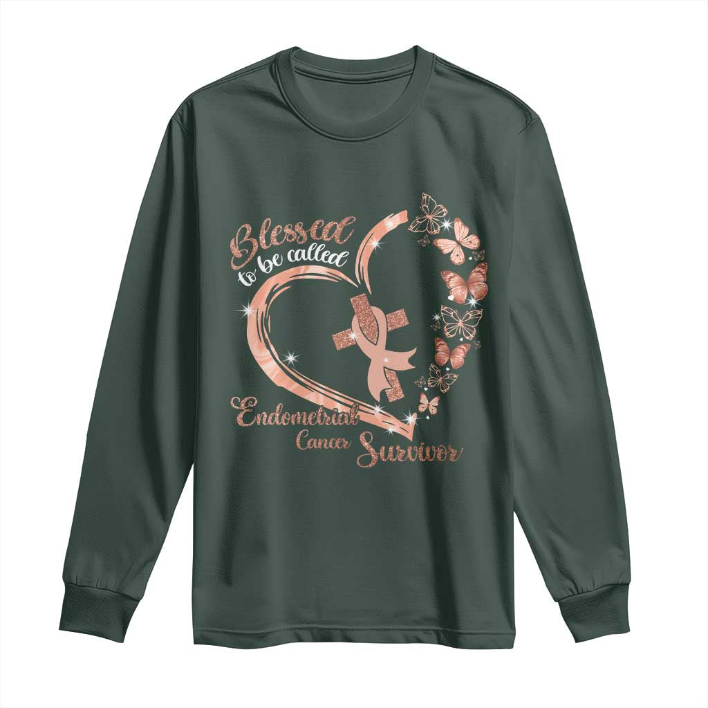 Endometrial Cancer Warrior Gift Long Sleeve Shirt Blessed To Be Called A Survivor
