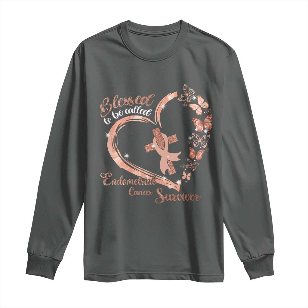 Endometrial Cancer Warrior Gift Long Sleeve Shirt Blessed To Be Called A Survivor