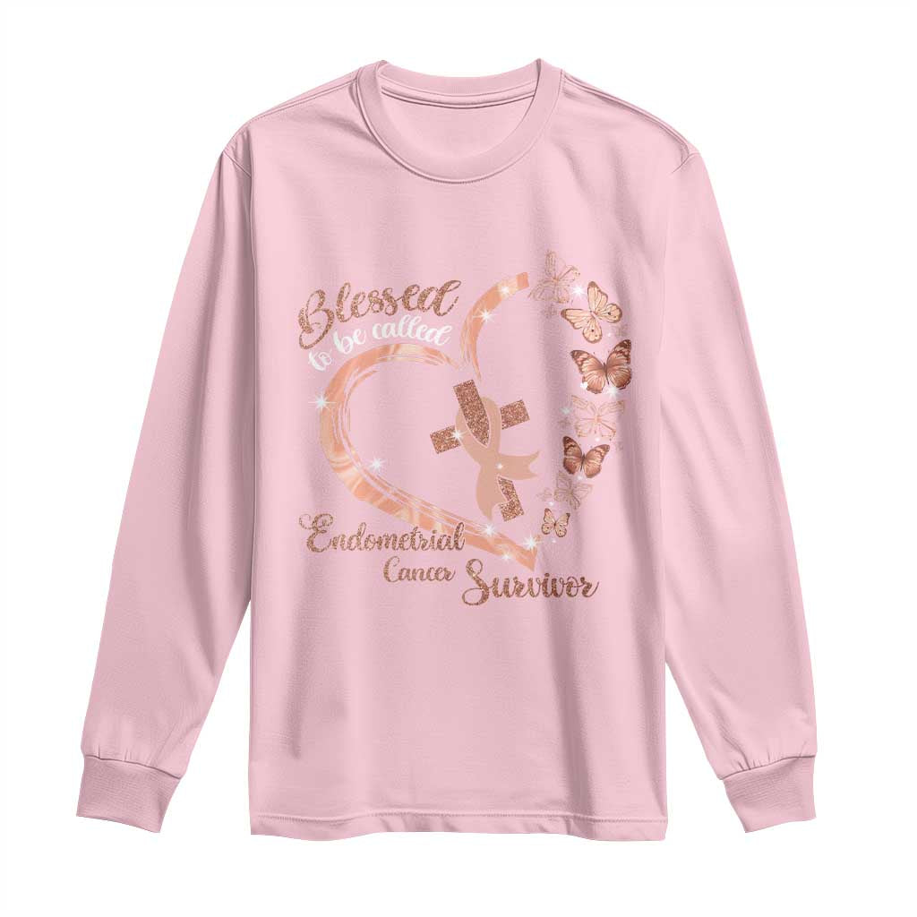 Endometrial Cancer Warrior Gift Long Sleeve Shirt Blessed To Be Called A Survivor