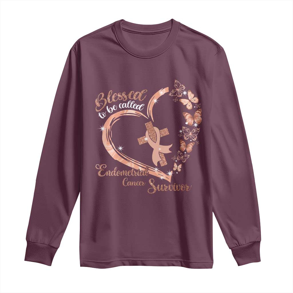 Endometrial Cancer Warrior Gift Long Sleeve Shirt Blessed To Be Called A Survivor