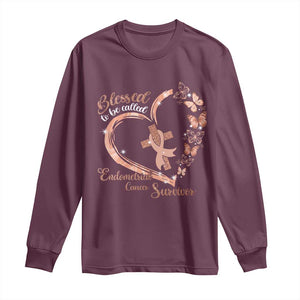 Endometrial Cancer Warrior Gift Long Sleeve Shirt Blessed To Be Called A Survivor