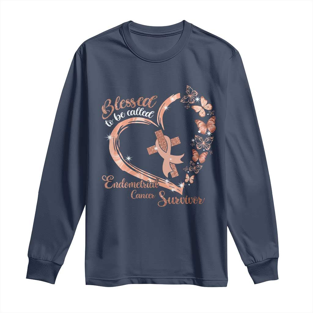 Endometrial Cancer Warrior Gift Long Sleeve Shirt Blessed To Be Called A Survivor