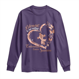 Endometrial Cancer Warrior Gift Long Sleeve Shirt Blessed To Be Called A Survivor