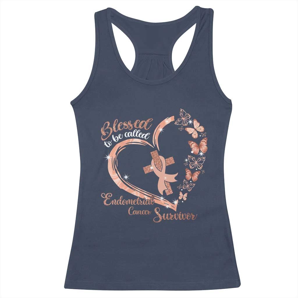 Endometrial Cancer Warrior Gift Racerback Tank Top Blessed To Be Called A Survivor