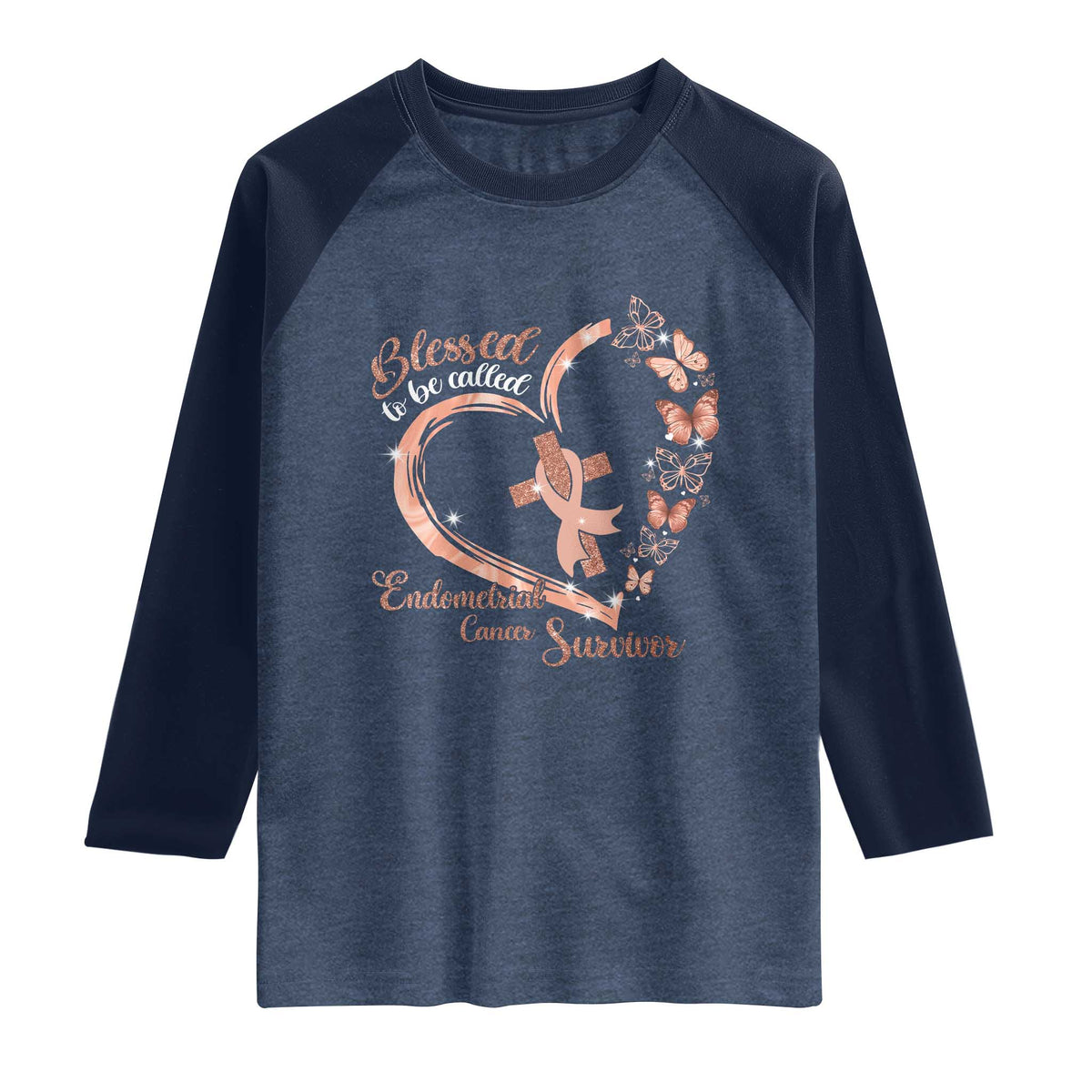 Endometrial Cancer Warrior Gift Raglan Shirt Blessed To Be Called A Survivor