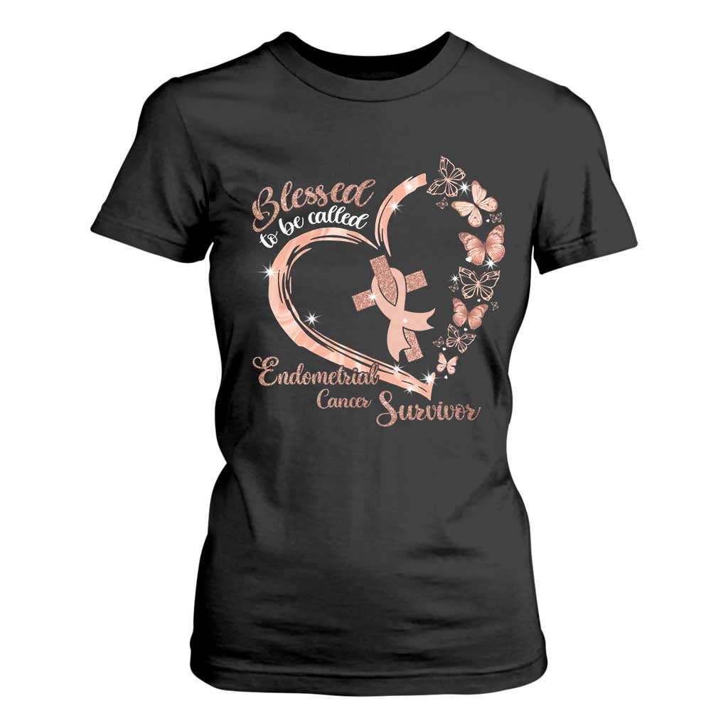 Endometrial Cancer Warrior Gift T Shirt For Women Blessed To Be Called A Survivor TS12 Black Print Your Wear