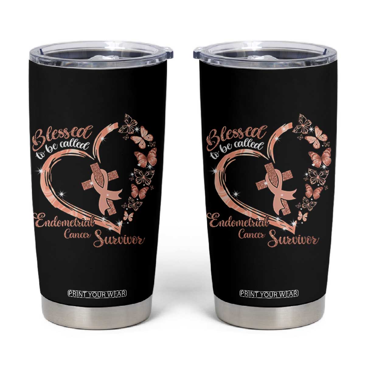 Endometrial Cancer Warrior Gift Tumbler Cup Blessed To Be Called A Survivor