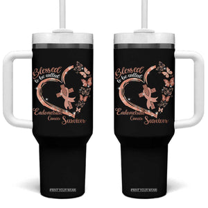 Endometrial Cancer Warrior Gift Tumbler With Handle Blessed To Be Called A Survivor