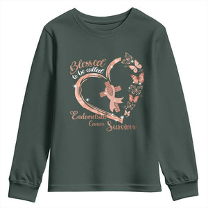 Endometrial Cancer Warrior Gift Youth Sweatshirt Blessed To Be Called A Survivor