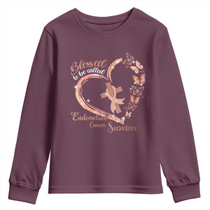 Endometrial Cancer Warrior Gift Youth Sweatshirt Blessed To Be Called A Survivor