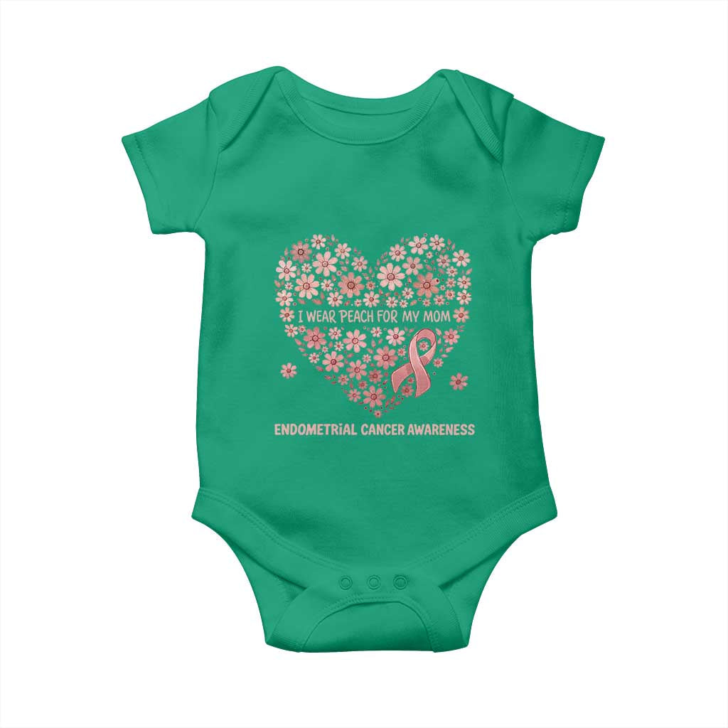 Endometrial Cancer Family Support Baby Onesie I Wear Peach For My Mom