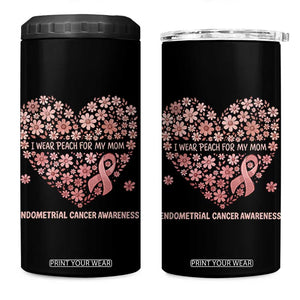 Endometrial Cancer Family Support 4 in 1 Can Cooler Tumbler I Wear Peach For My Mom