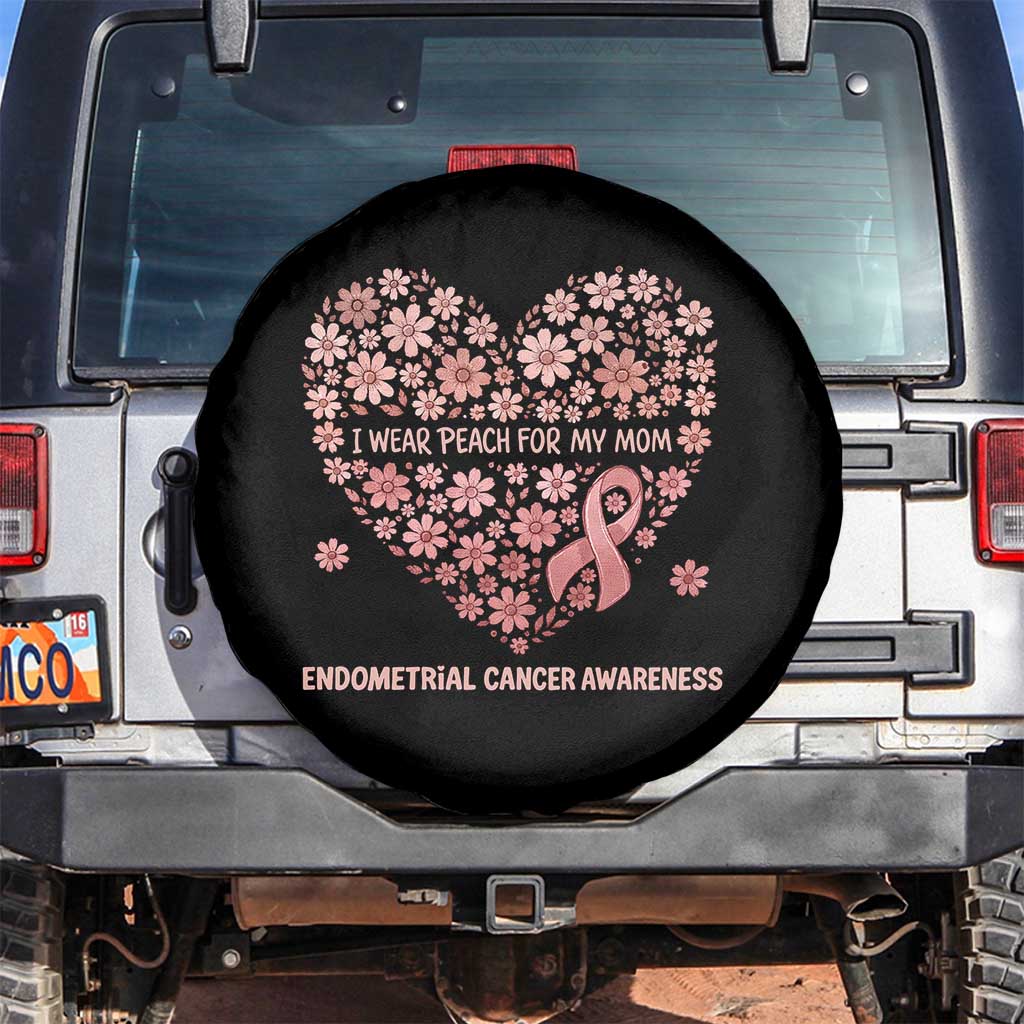 Endometrial Cancer Family Support Spare Tire Cover I Wear Peach For My Mom