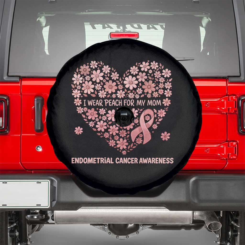 Endometrial Cancer Family Support Spare Tire Cover I Wear Peach For My Mom