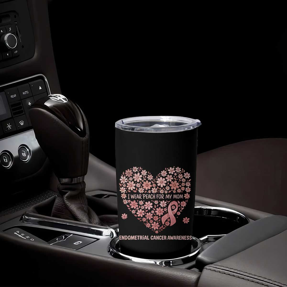 Endometrial Cancer Family Support Tumbler Cup I Wear Peach For My Mom