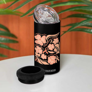 Endometrial Cancer Support Squad Floral Gift 4 in 1 Can Cooler Tumbler In September We Wear Peach