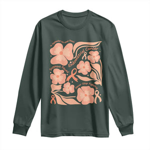 Endometrial Cancer Support Squad Floral Gift Long Sleeve Shirt In September We Wear Peach