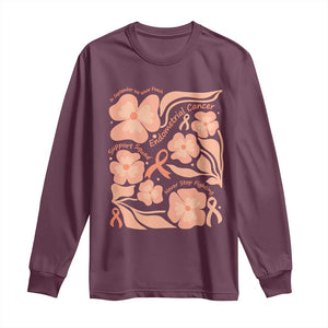 Endometrial Cancer Support Squad Floral Gift Long Sleeve Shirt In September We Wear Peach