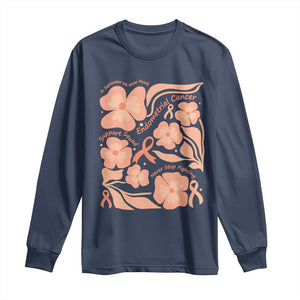 Endometrial Cancer Support Squad Floral Gift Long Sleeve Shirt In September We Wear Peach