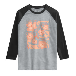 Endometrial Cancer Support Squad Floral Gift Raglan Shirt In September We Wear Peach