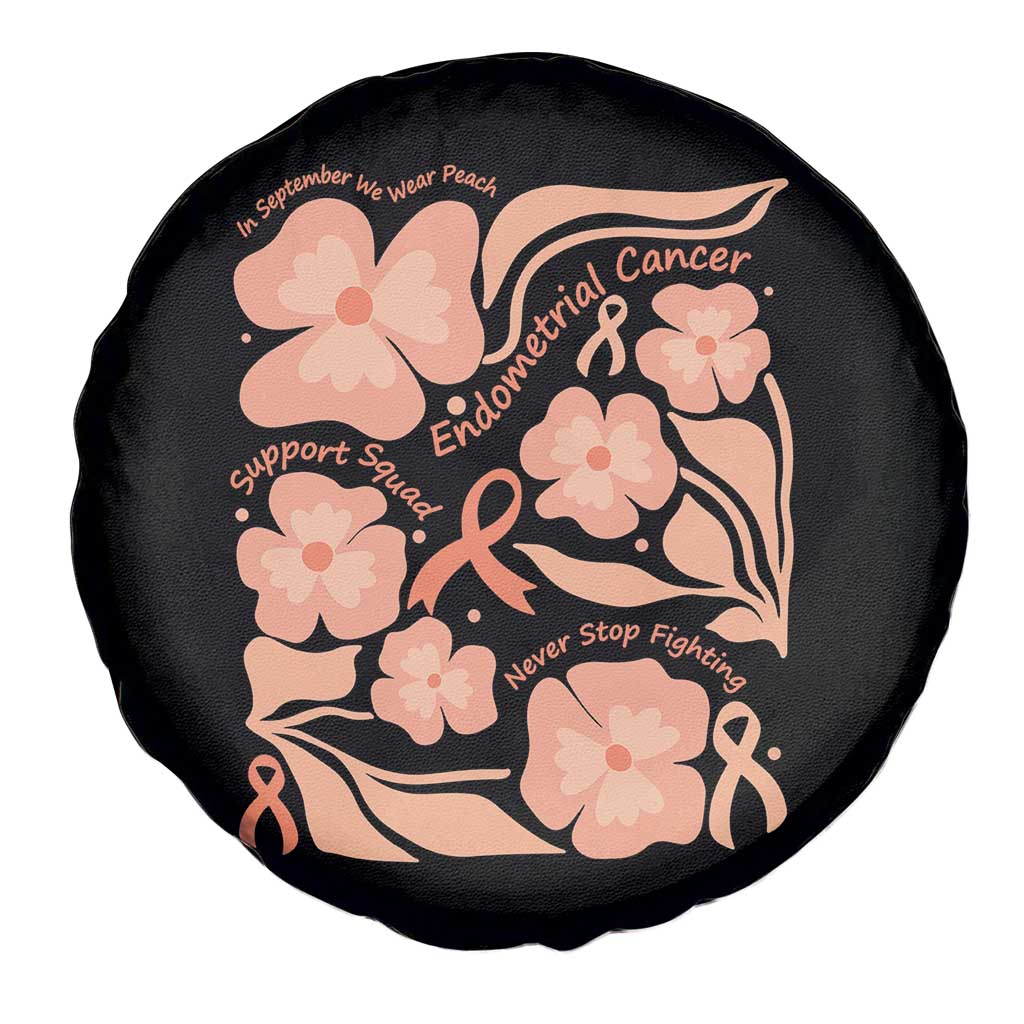 Endometrial Cancer Support Squad Floral Gift Spare Tire Cover In September We Wear Peach