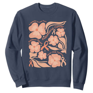 Endometrial Cancer Support Squad Floral Gift Sweatshirt In September We Wear Peach