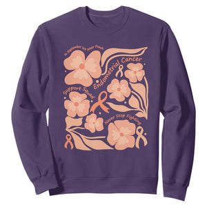 Endometrial Cancer Support Squad Floral Gift Sweatshirt In September We Wear Peach