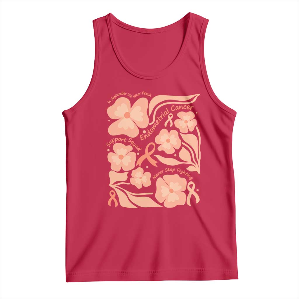 Endometrial Cancer Support Squad Floral Gift Tank Top In September We Wear Peach